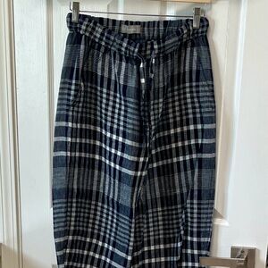 Everlane Easy Pant Navy Plaid Drawstring Pants Size S Relaxed Fit